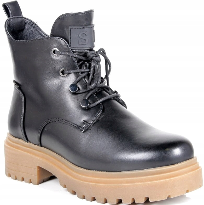 Trapery Kotníkové Boty Na Traperové Podrážce Černé Lico