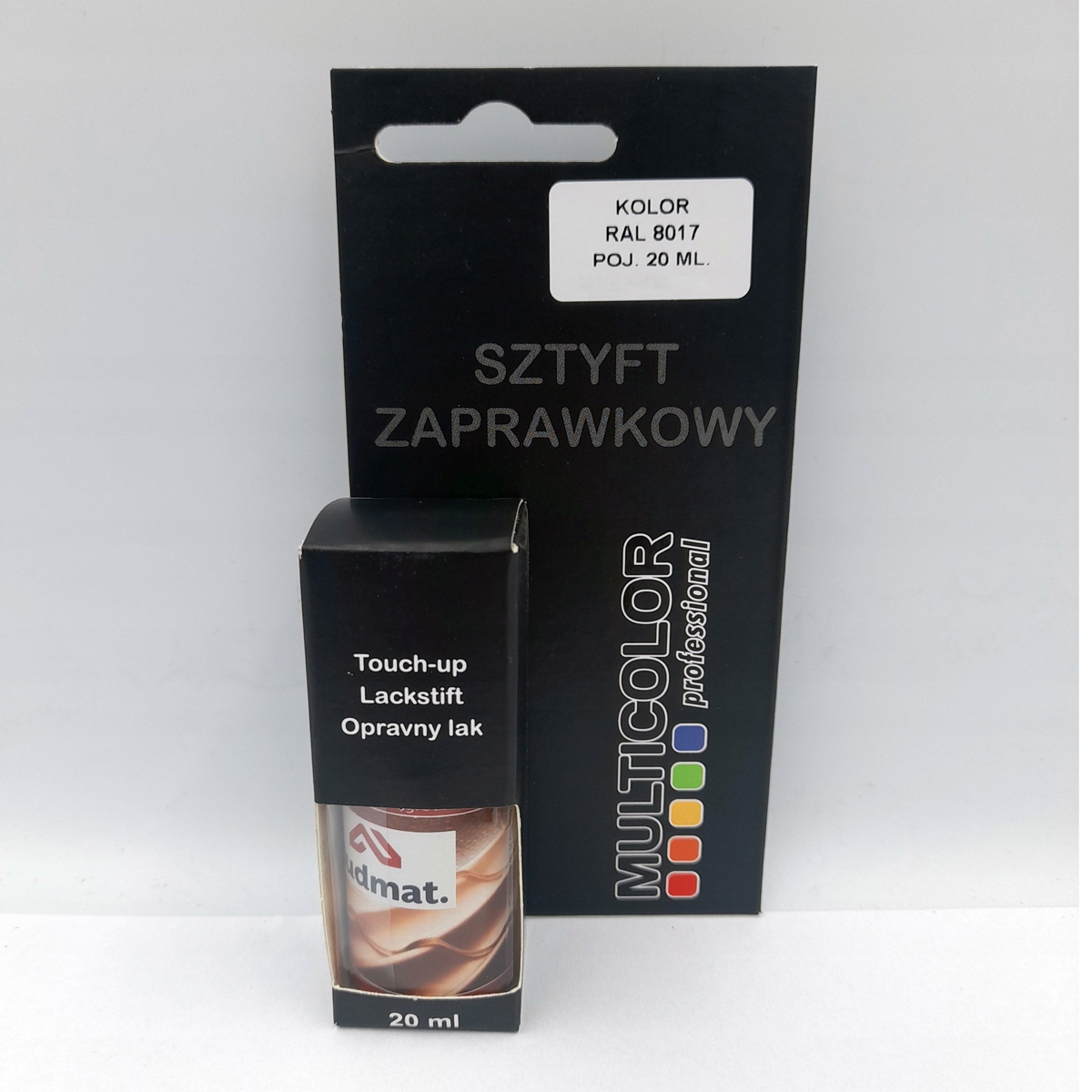Lakier sztyft zaprawkowy 20 ml brązowy Ral 8017 Budmat