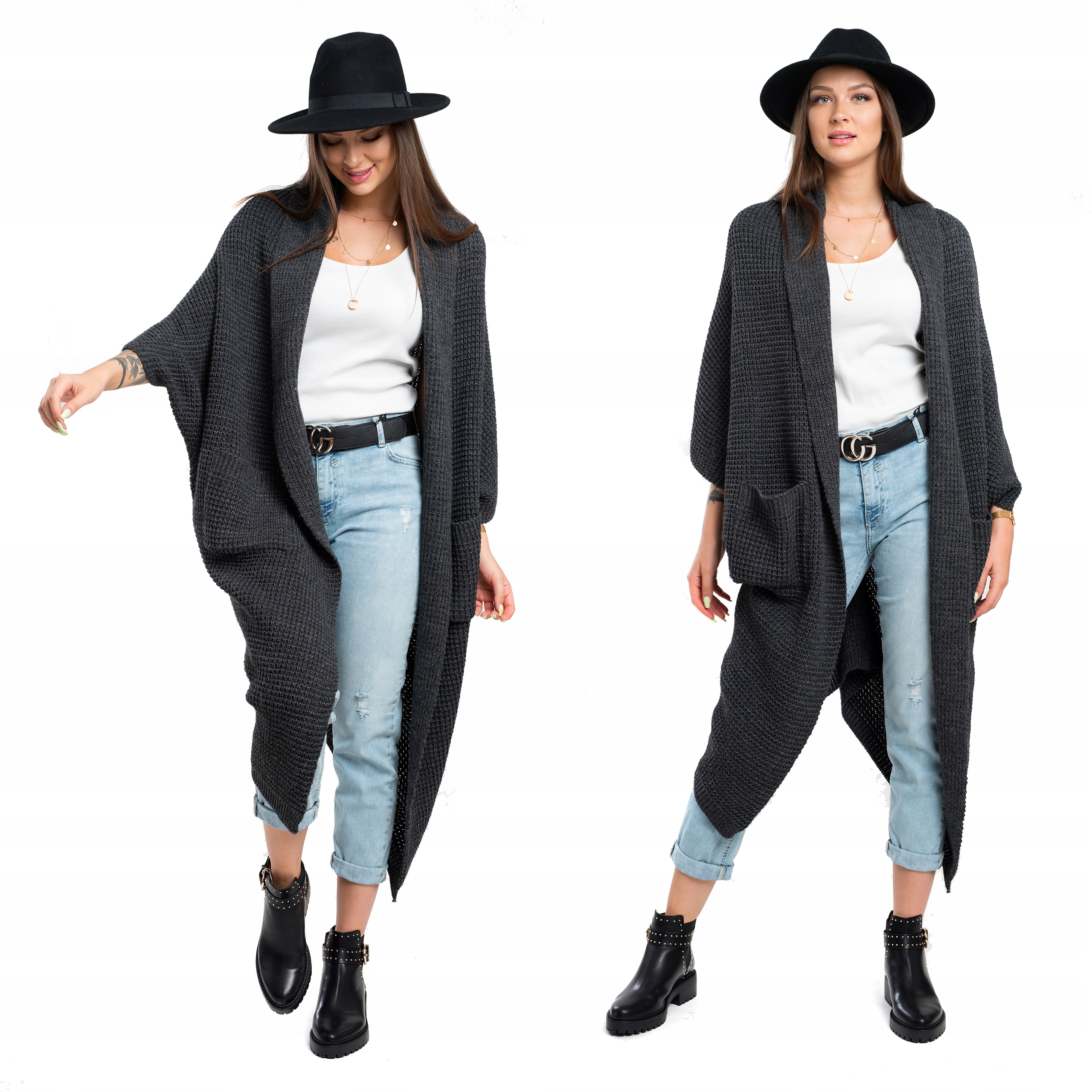 

Vanity Kardigan Sweter Płaszcz Long Asymetryczny