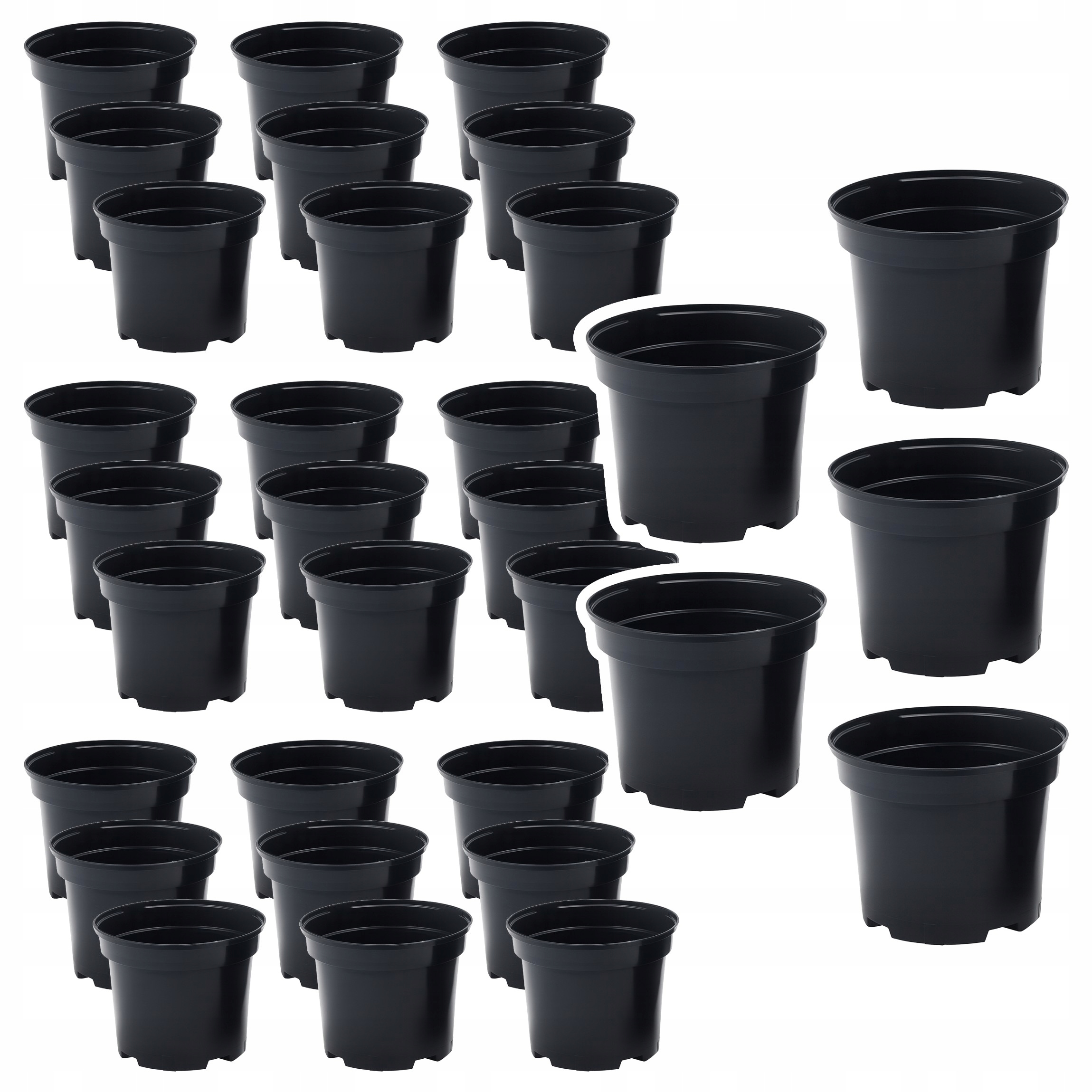 Czarne okrągłe plastikowe doniczki produkcyjne 7,5L 32 szt. 25x20 cm