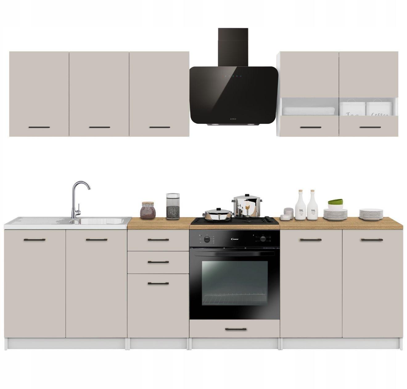 Kuchyňský nábytek Kuchyně 260 Sada skříněk Kašmír s deskami Dub Kamenný