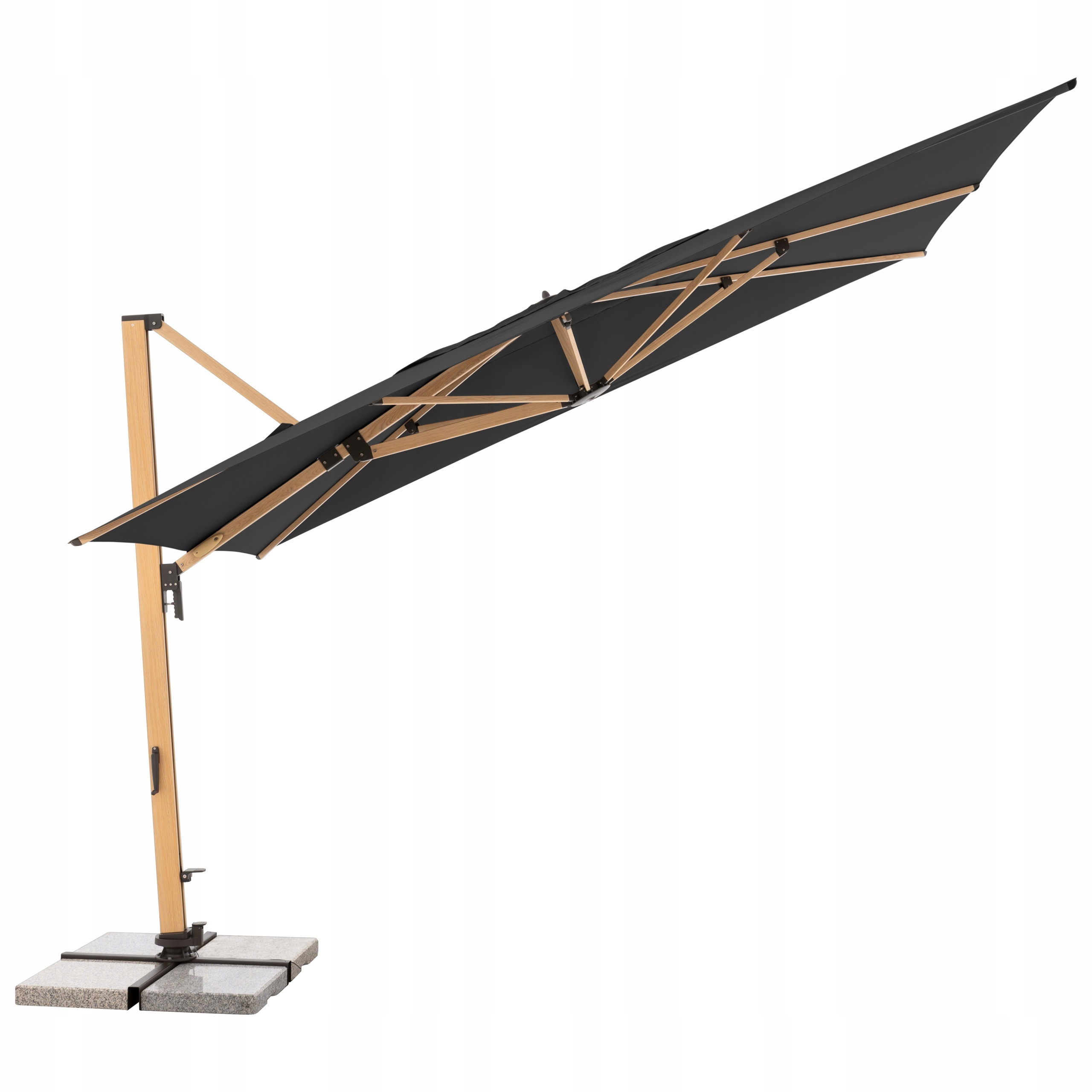 Alu Wood XL 4x3 m luksusowy parasol ogrodowy z bocznym drążkiem Doppler