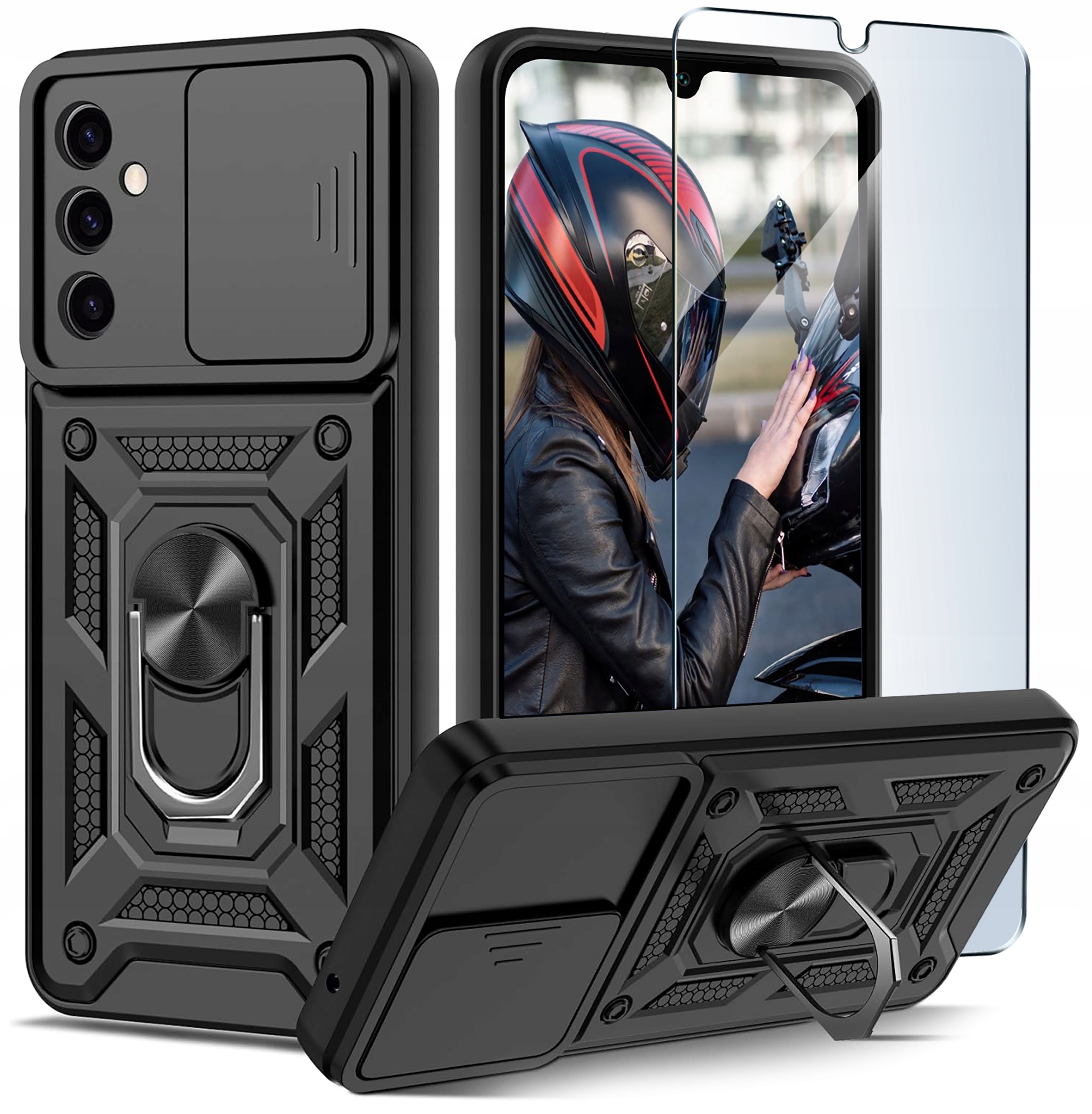 Etui do Samsung Galaxy M15 5G Pancerne Slide Ring Plecki Szkło