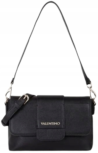 Valentino Černá Kabelka Přes Rameno Se Zlatým Kováním A Logem J3A