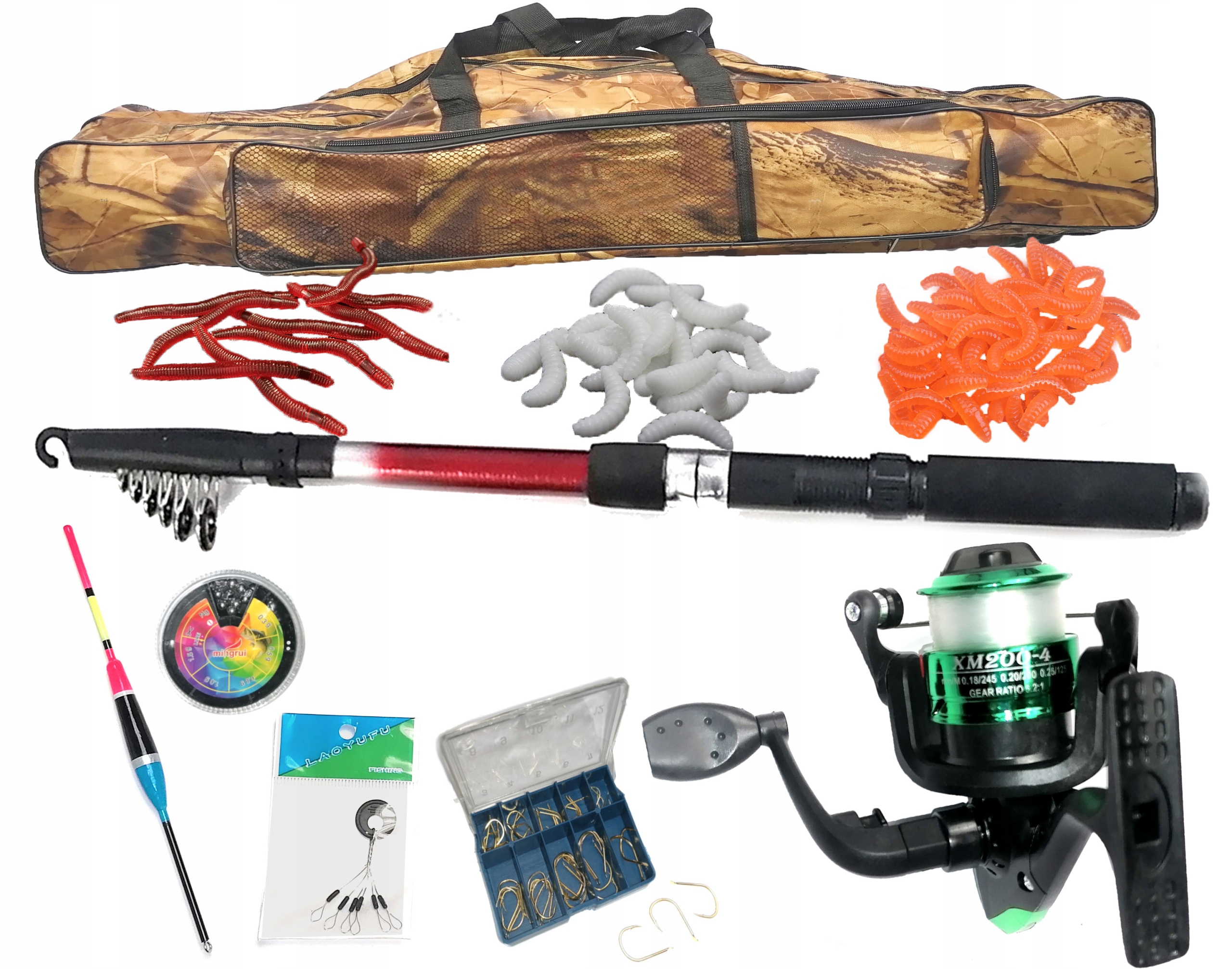 Rybářská sada Splávek Pouzdro Červy Naviják