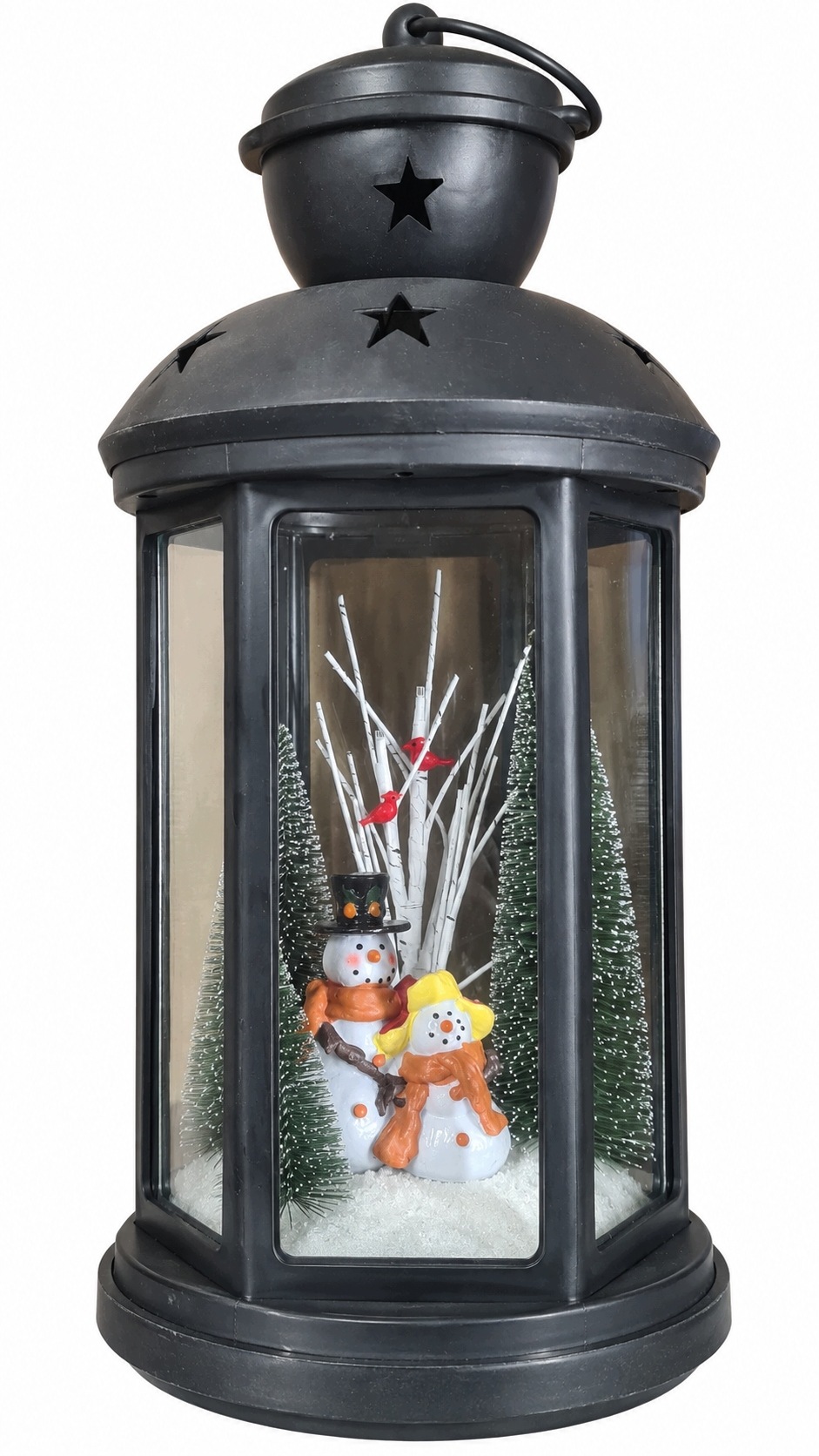 Led vánoční lampion sněhuláci zimní scenérie