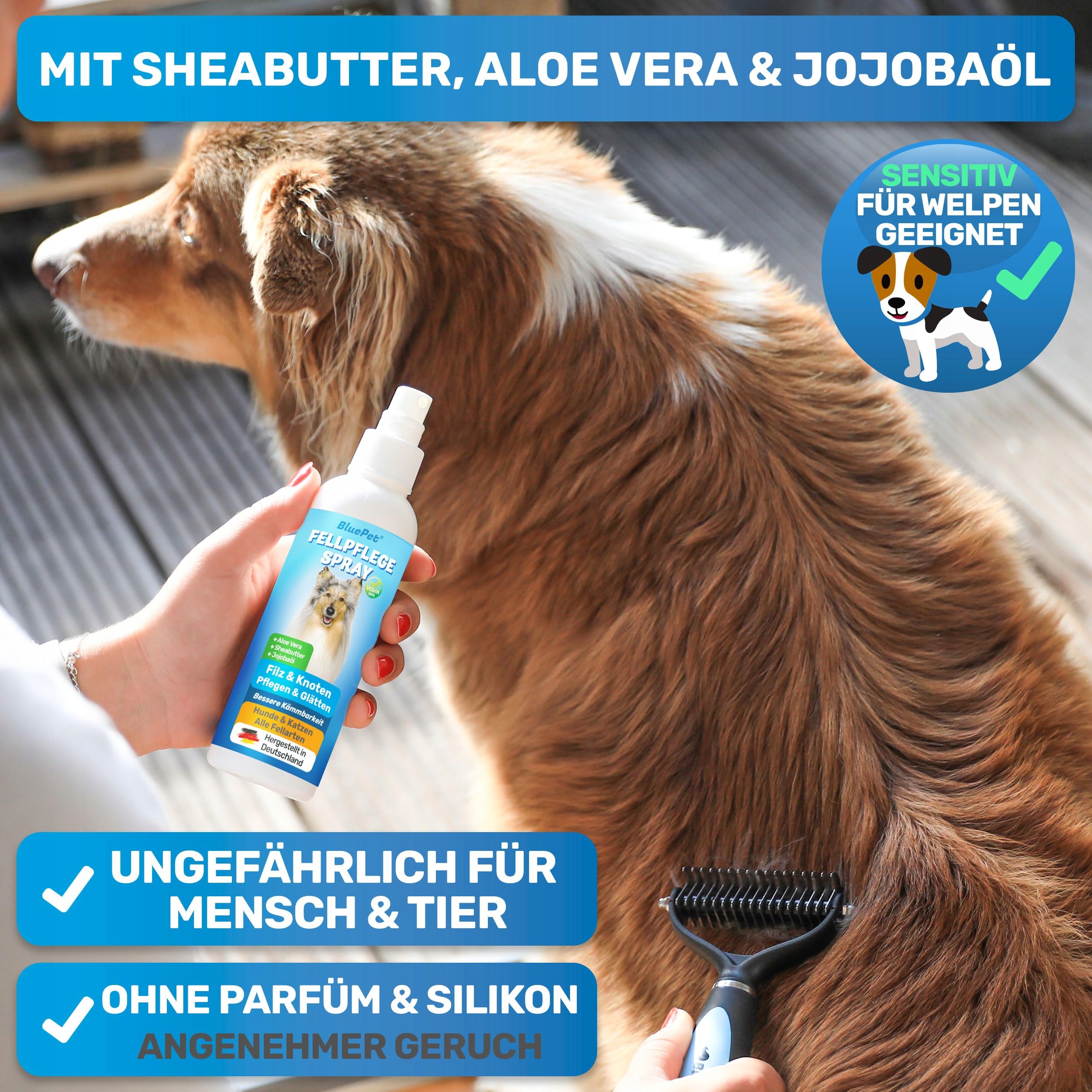BLUEPET Spray Do Rozczesywania Dla Psów I Kotów 200 ml Aloe Shea Jojoba — miniatura 3