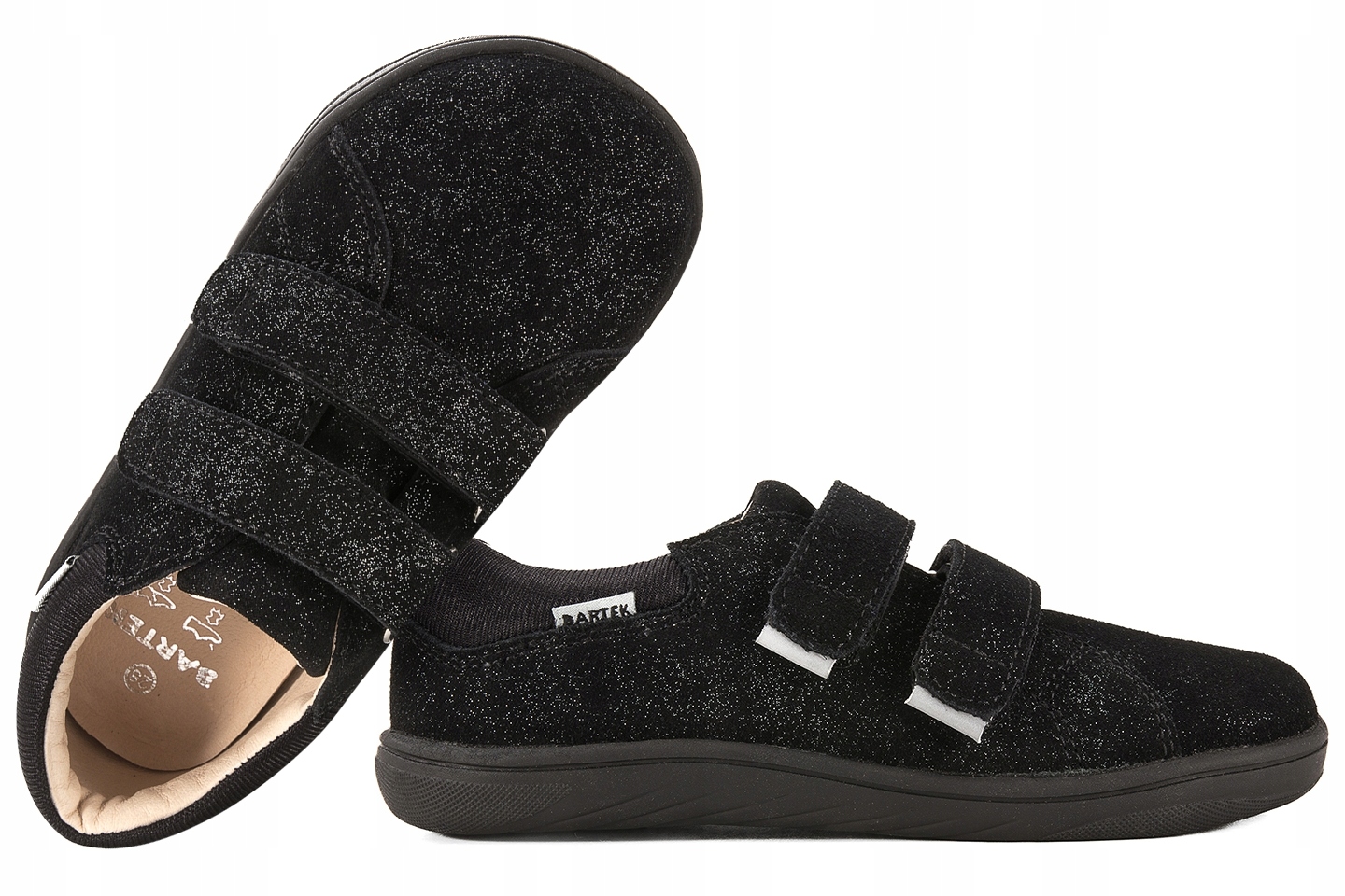 Bartek 8600360 Barefoot Półbuty Dziecięce Trzewiki Skóra Rzepy czarne 28 Cz