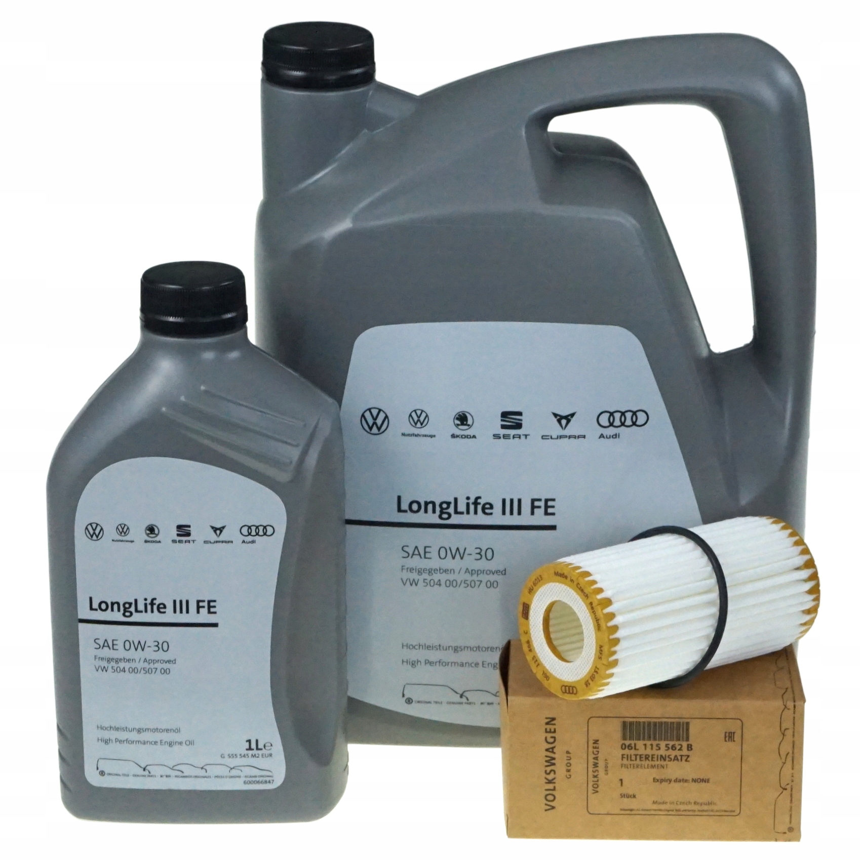 ORYGINALNY OLEJ 0W30 6L FILTR OLEJU 06L115562B OE VAG 1.8 2.0 TFSI TSI ...