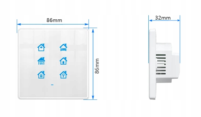 PRZEŁĄCZNIK PILOT SCEN SMART WIFI SZKLANY DOTYKOWY TUYA LED Komunikacja WiFi