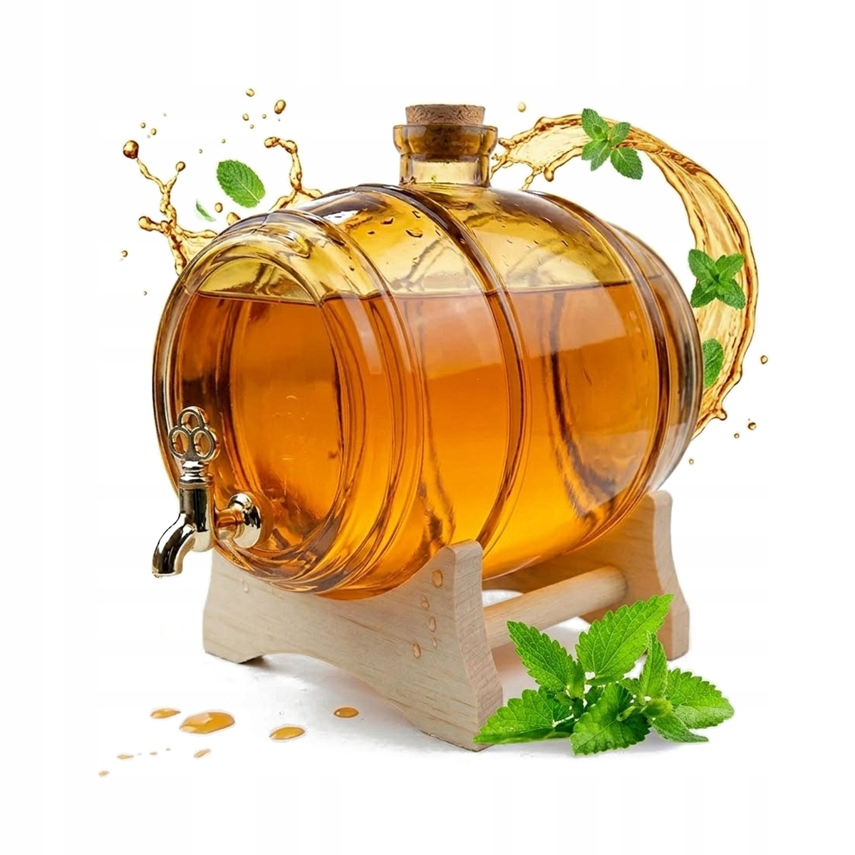 Skleněný Sud 5L Medový Sud Na Dárek Svatební Hostina Alkohol Víno Vodu Džus