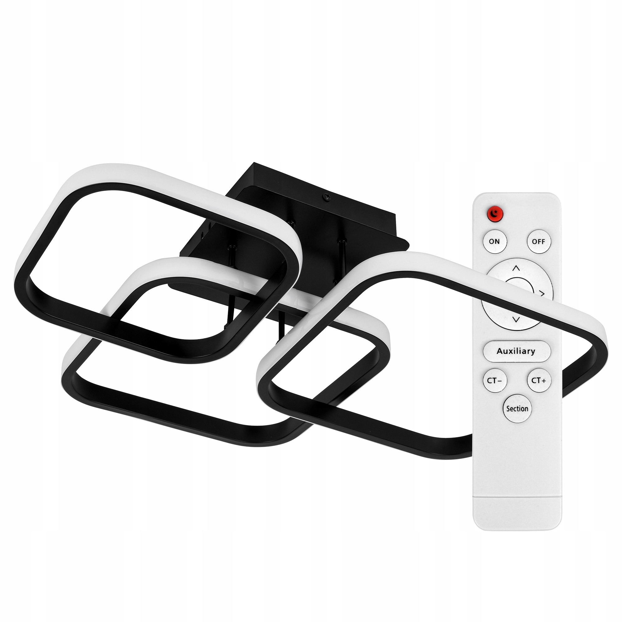 Lampa Sufitowa Led Plafon Żyrandol 110W z Pilotem Czarna do Salonu Pokoju