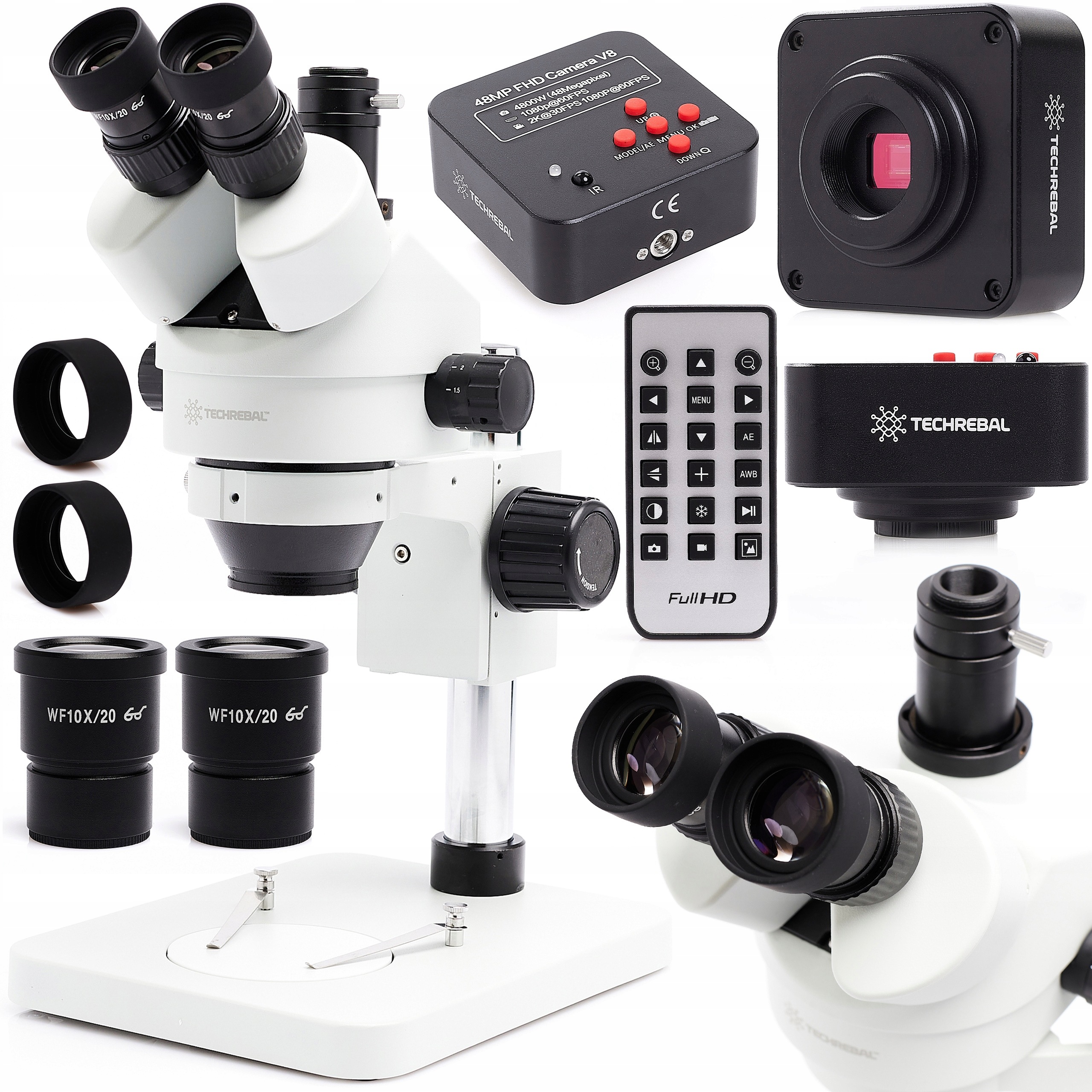 Mikroskop Techrebal 10HT stereoskopický 7-45x s 48MP kamerou Hdmi/usb