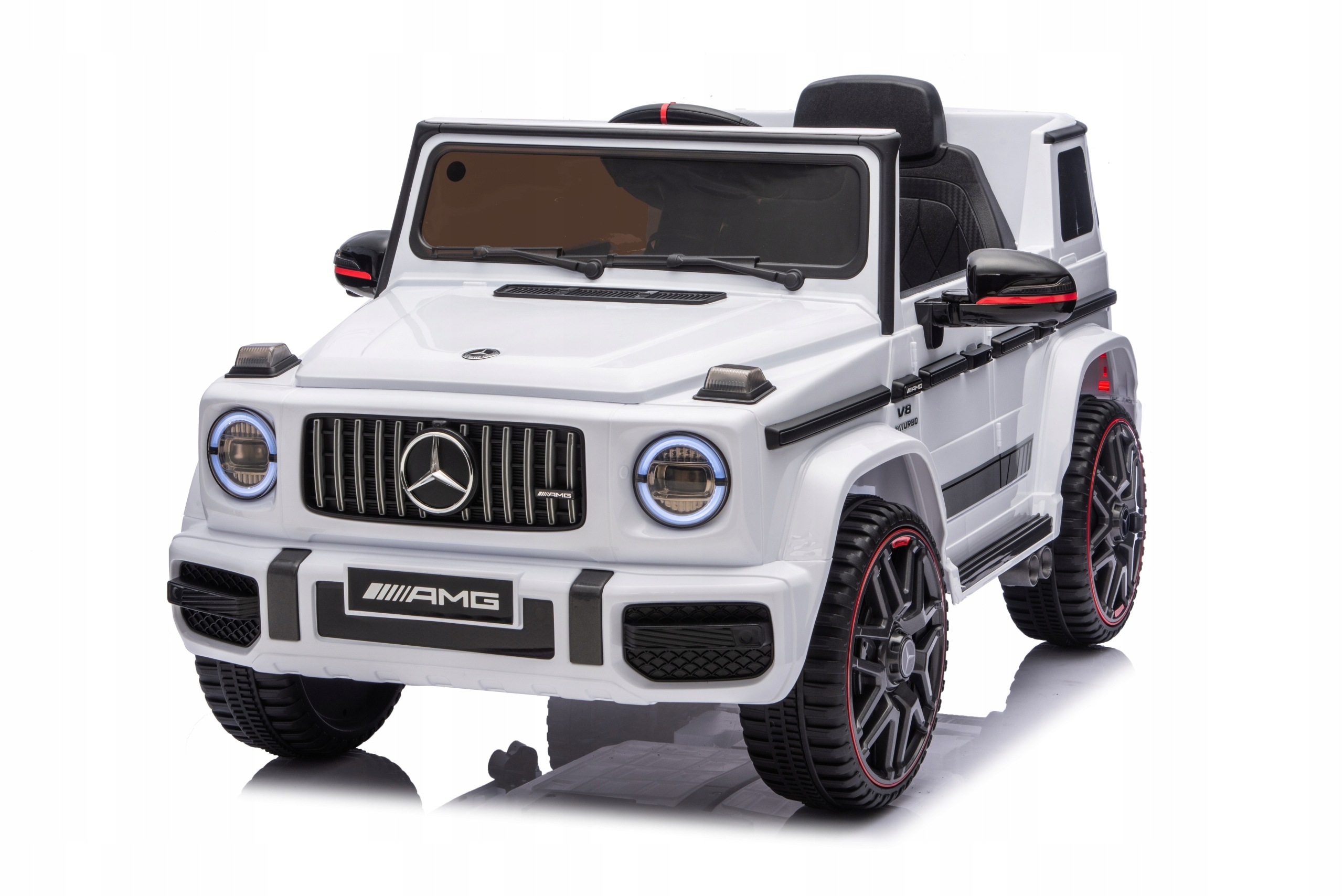 Mercedes G63 Samochód Elektryczny Dla Dzieci Pilot Koła Eva Ekoskóra Biały