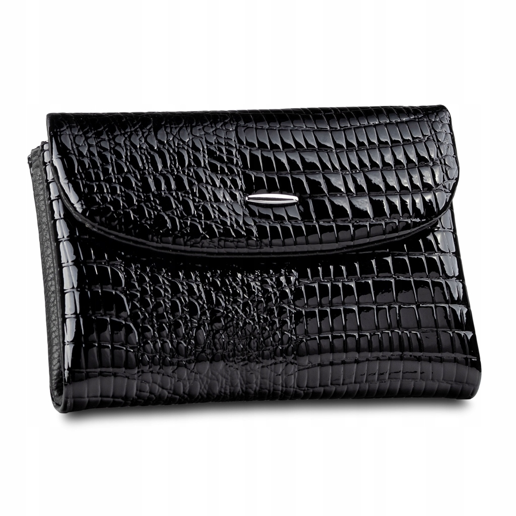 Portfel Damski Skórzany Diamond Czarny Mały Rfid Skóra Naturalna