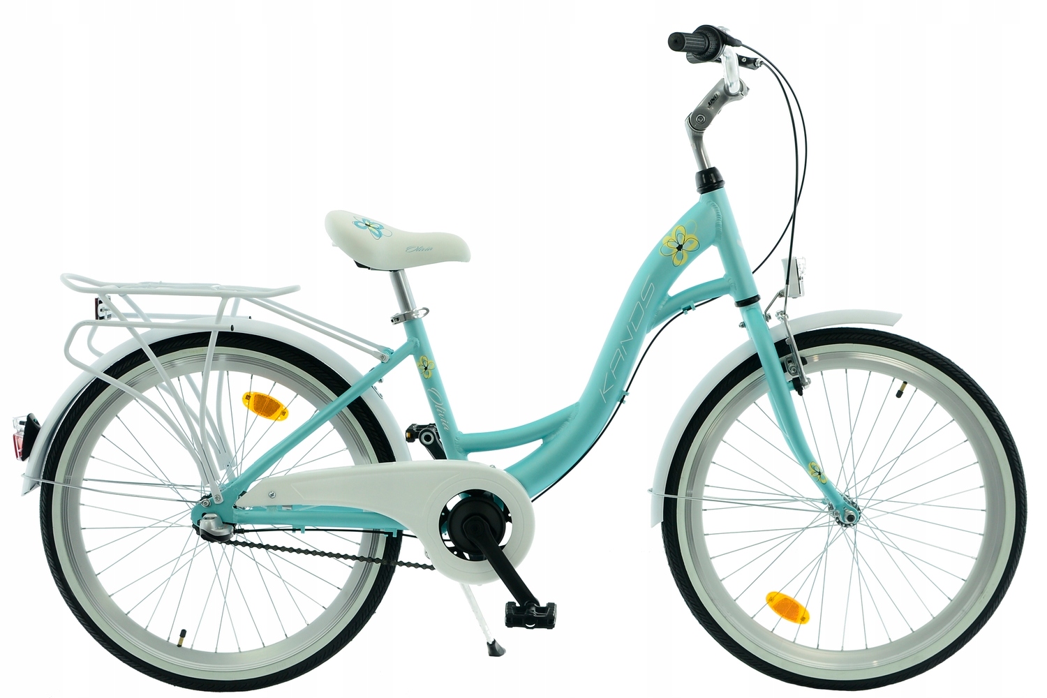 Rower 24 Kands Olivia 3-biegi miętowo-biały mat R14 wzrost 125-143 cm 2025
