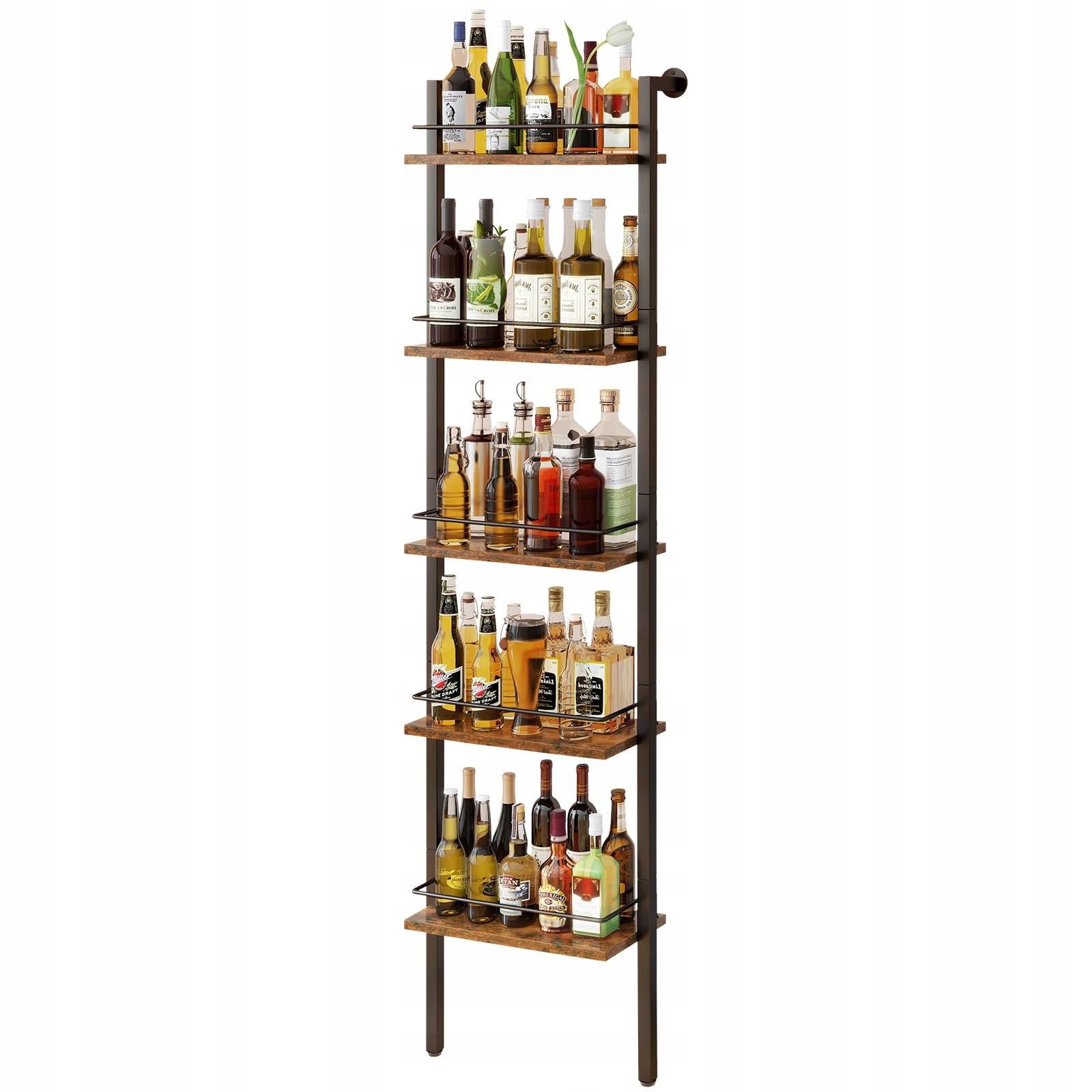 Stojan na víno Ymyny 5-úrovňový Vintage hnedý 43x20x177 cm na stenu