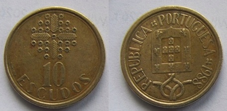 Portugalia 10 escudo 1988