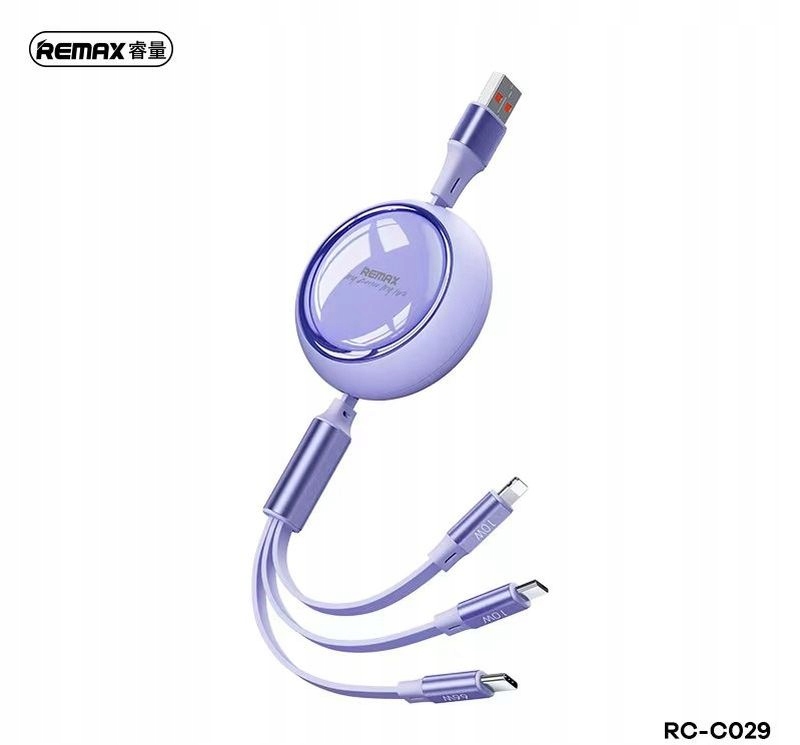 Kabel Remax Linon Series 66W 3w1 Usb- C/ Micro/ Lightning Rc- C029 Purple