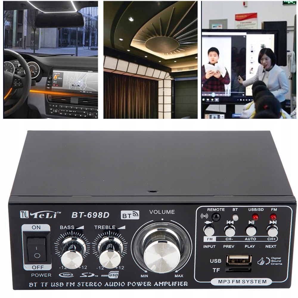 RECEIVER 360W BLUETOOTH USB STEREO AMPLIFIER FM TF Wysokość produktu 6.5 cm