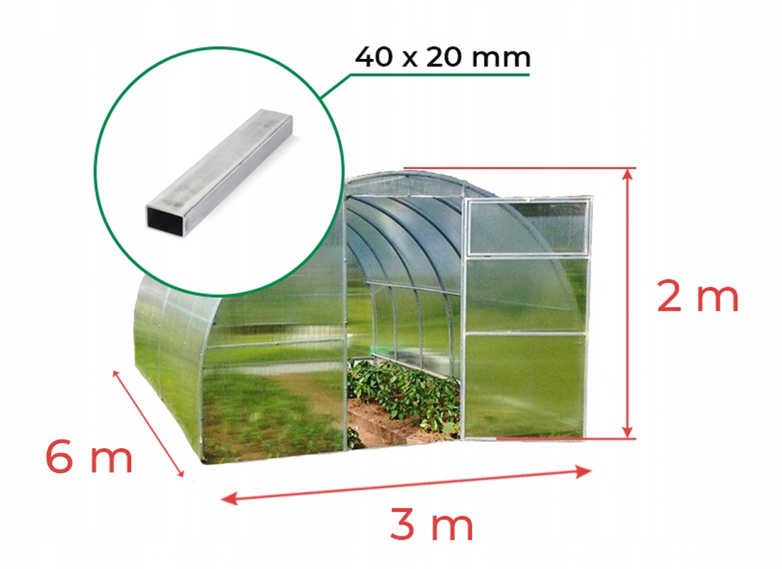 Szklarnia z poliwęglanu 3x6 m profil 40x20mm 4mm EAN (GTIN) 5905280955819