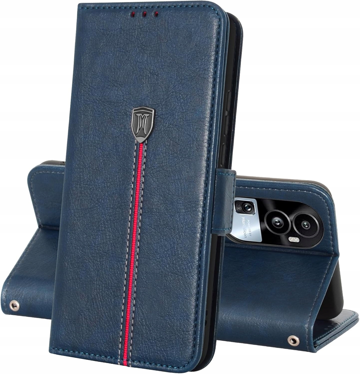 Etui portfel Oppo Reno 10 10 Pro niebieskie klapka stojak karty