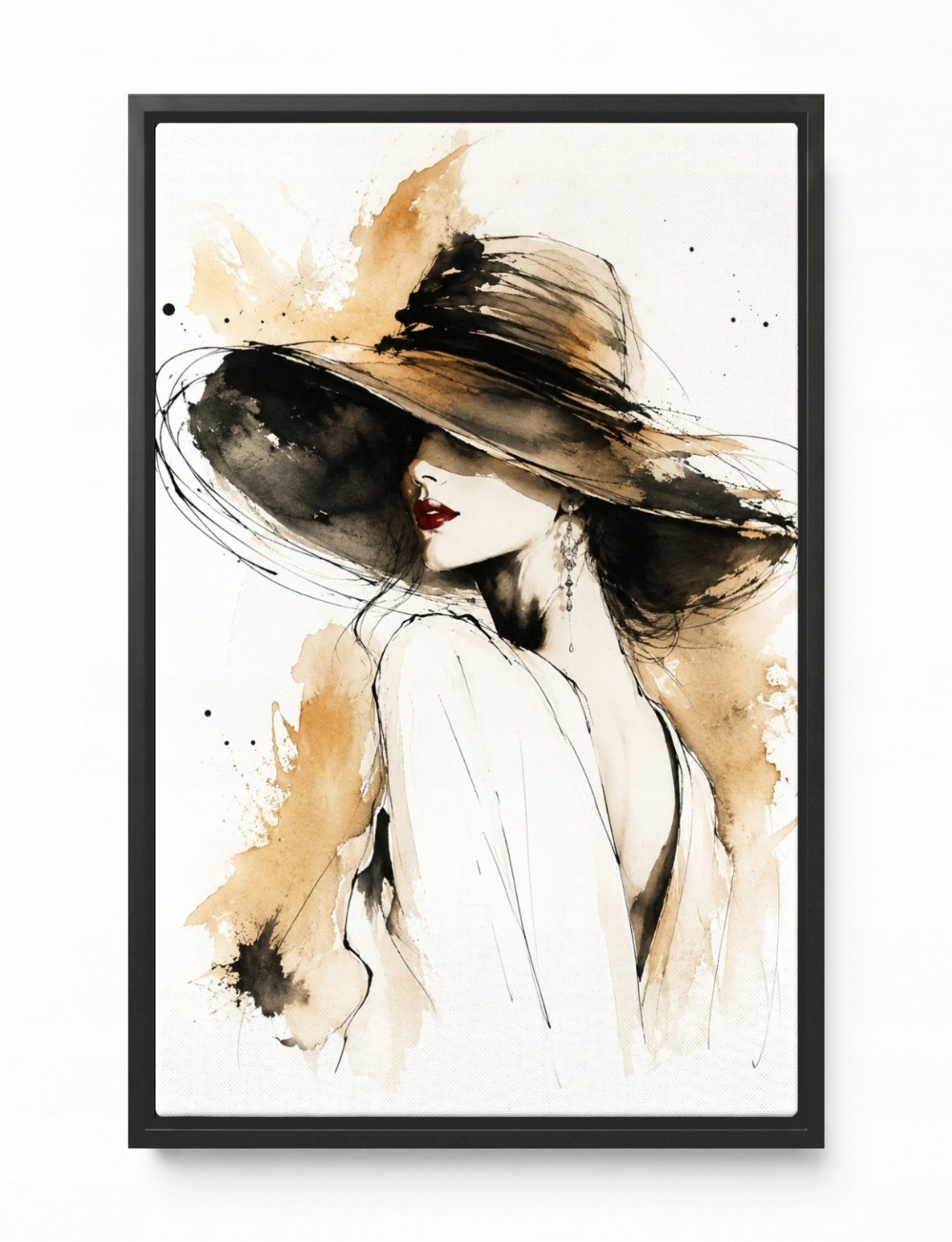 Obraz Rám Americký Box Akvarel Portrét Žena Móda Elegance Styl 40x60