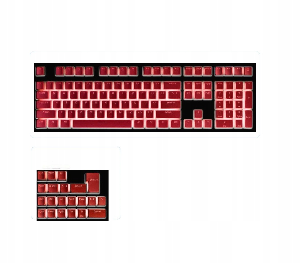 Klávesy pro mechanickou klávesnici Pbt Keycaps Pudding 129ks Červené