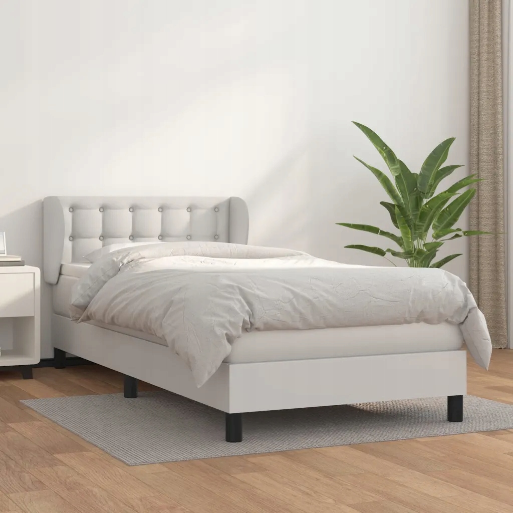 Box spring postel s matrací bílá 100x200 cm umělá kůže Bílá 3127296