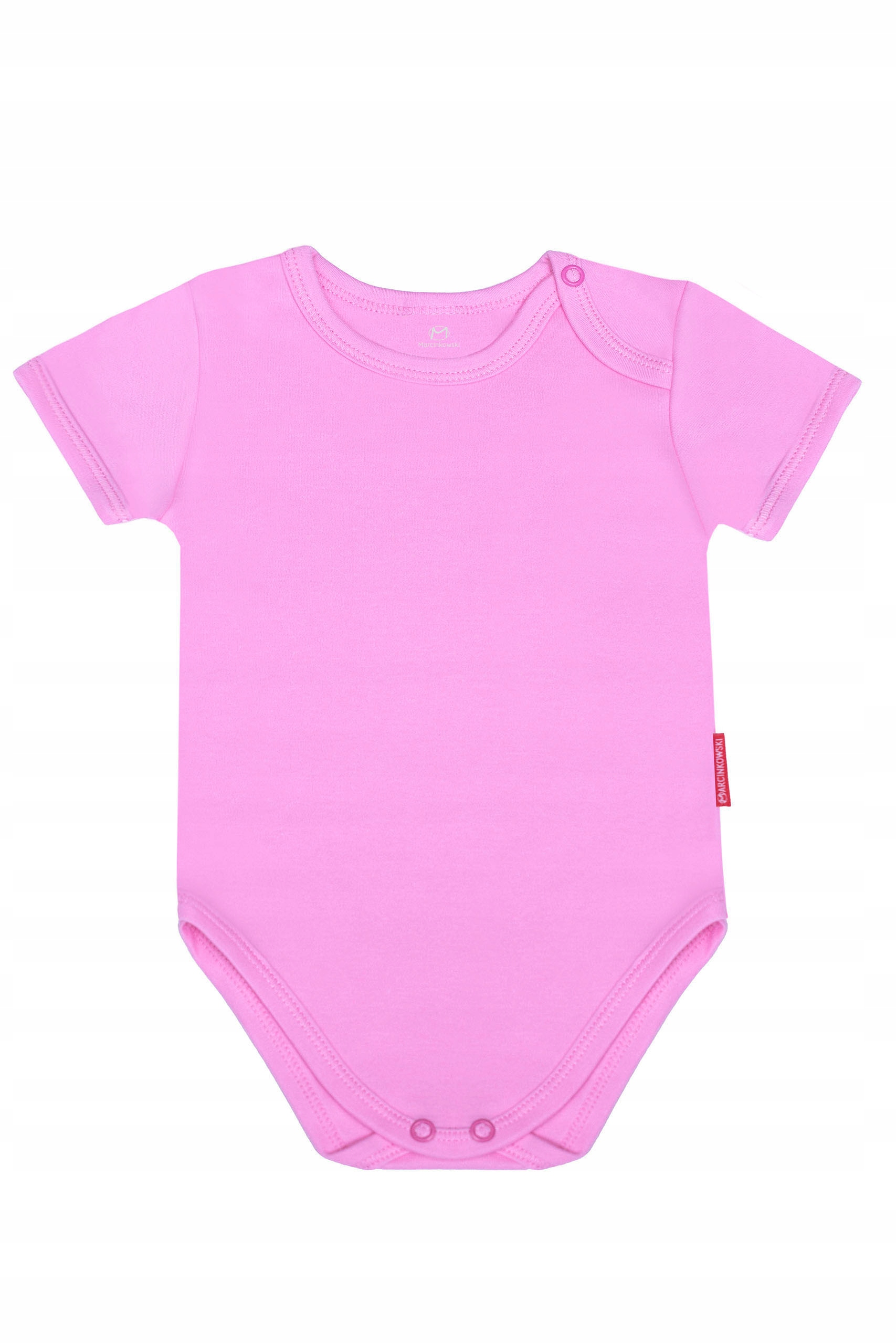 GŁADKIE BODY KRÓTKI RĘKAW RÓŻOWE BAWEŁNIANE 62 CM