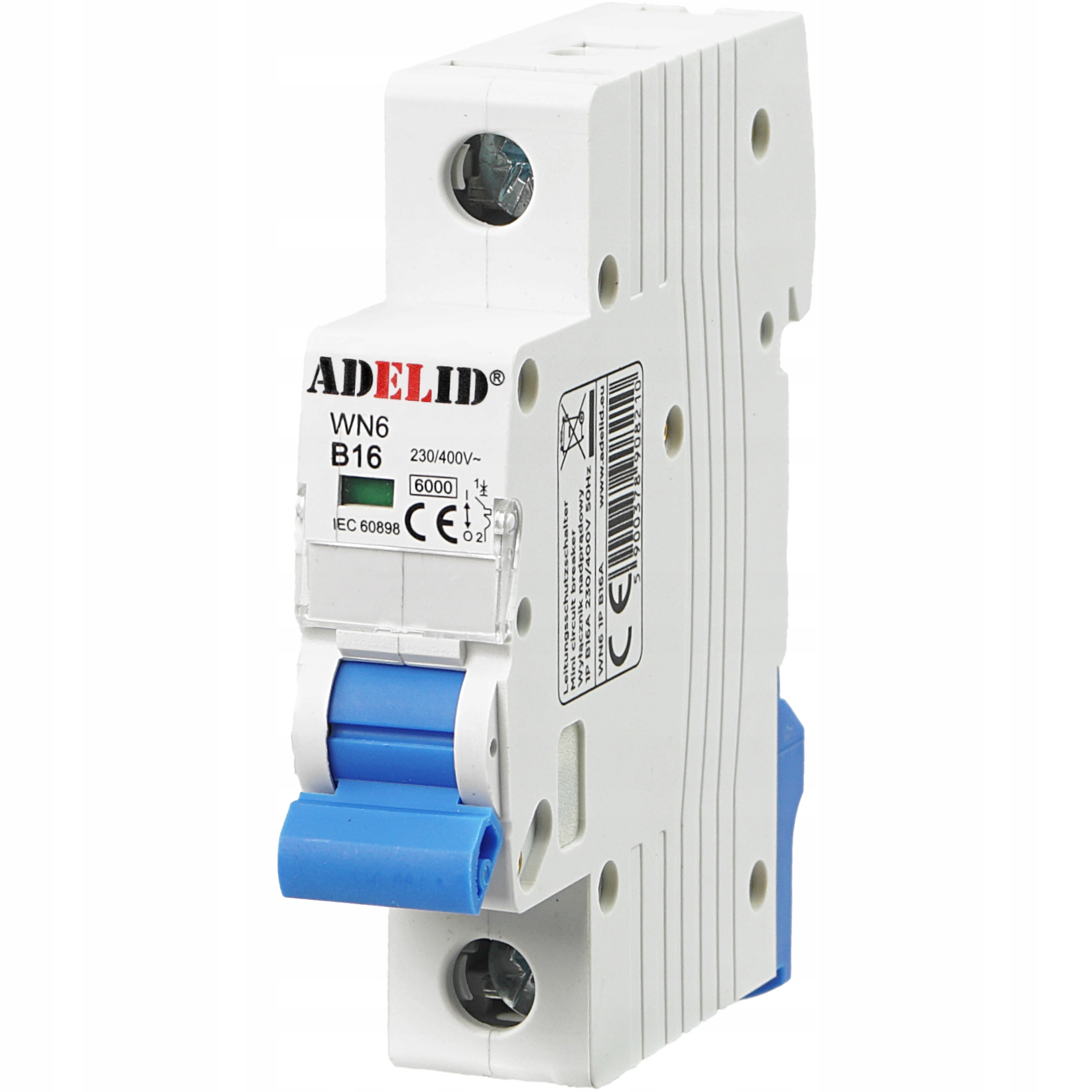 ВЫКЛЮЧАТЕЛЬ ПРЕДОХРАНИТЕЛЬ МАКСИМАЛЬНОГО ТОКА B16A 16A ADELID