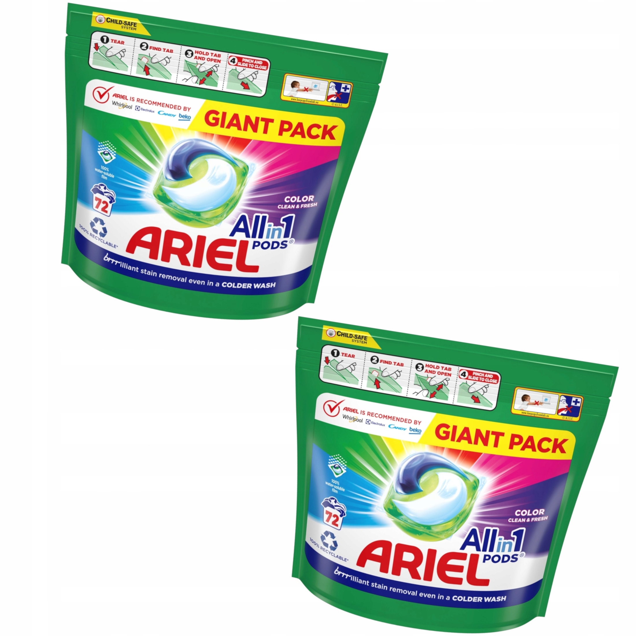 Levně 2x Kapsle prádla barva Ariel All-in-1 Pods 72ks