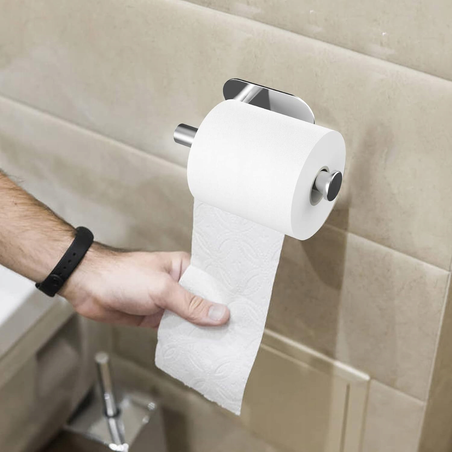 UCHWYT WIESZAK NA PAPIER TOALETOWY SAMOPRZYLEPNY SREBRNY BEZ WIERCENIA 3M Wysokość produktu 4.5 cm