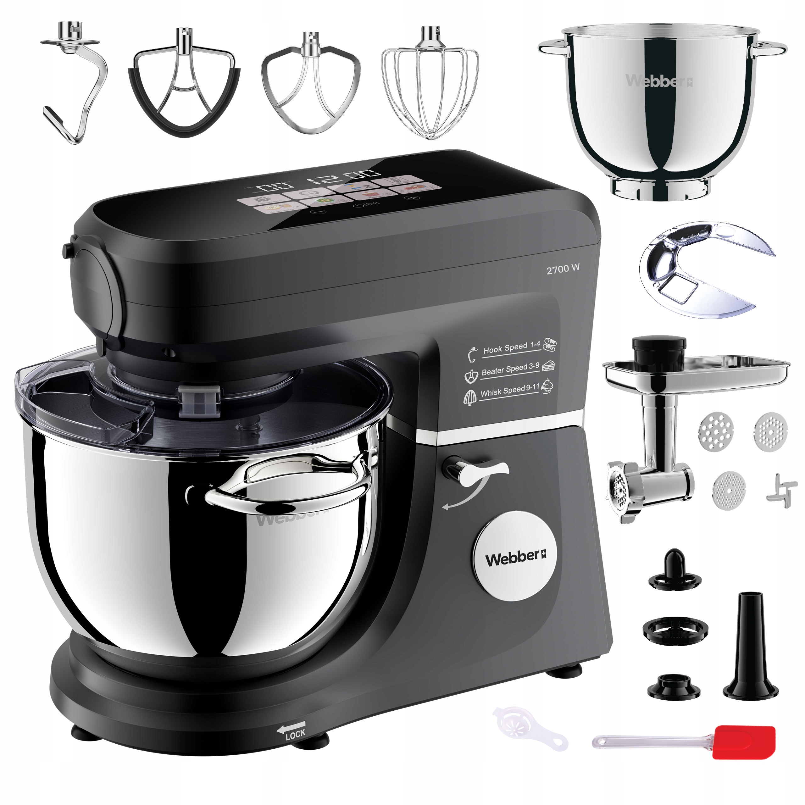 Planetární kuchyňský robot Webber SM17 2700W, mísa 7L, multifunkční mixér