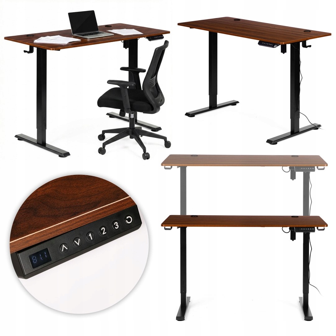 Elektrický nastaviteľný stôl 120 x 60 cm, nastaviteľná výška 72-117 cm, Moder