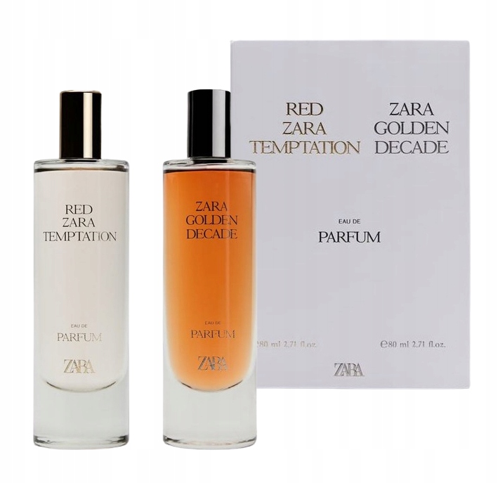 a570 PERFUMY ZARA RED TEMPTATION 80 ml + GOLDEN DECADE 80 ml w pudełku