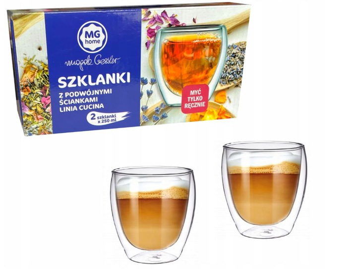 

Szklanki z podwójnym dnem termiczne 250 ml 2 szt.