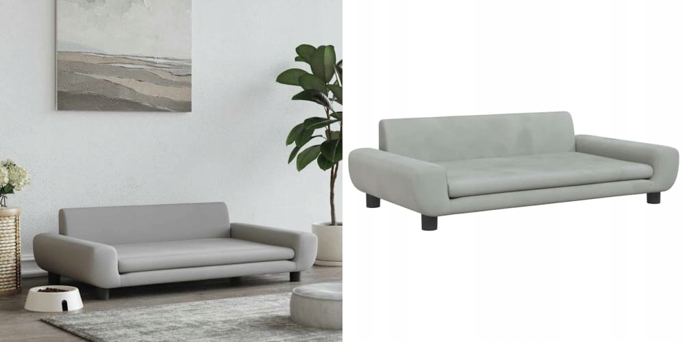 Levně Světle šedé Pelíšek pro psa, 100 x 54 x 33 cm, sametové