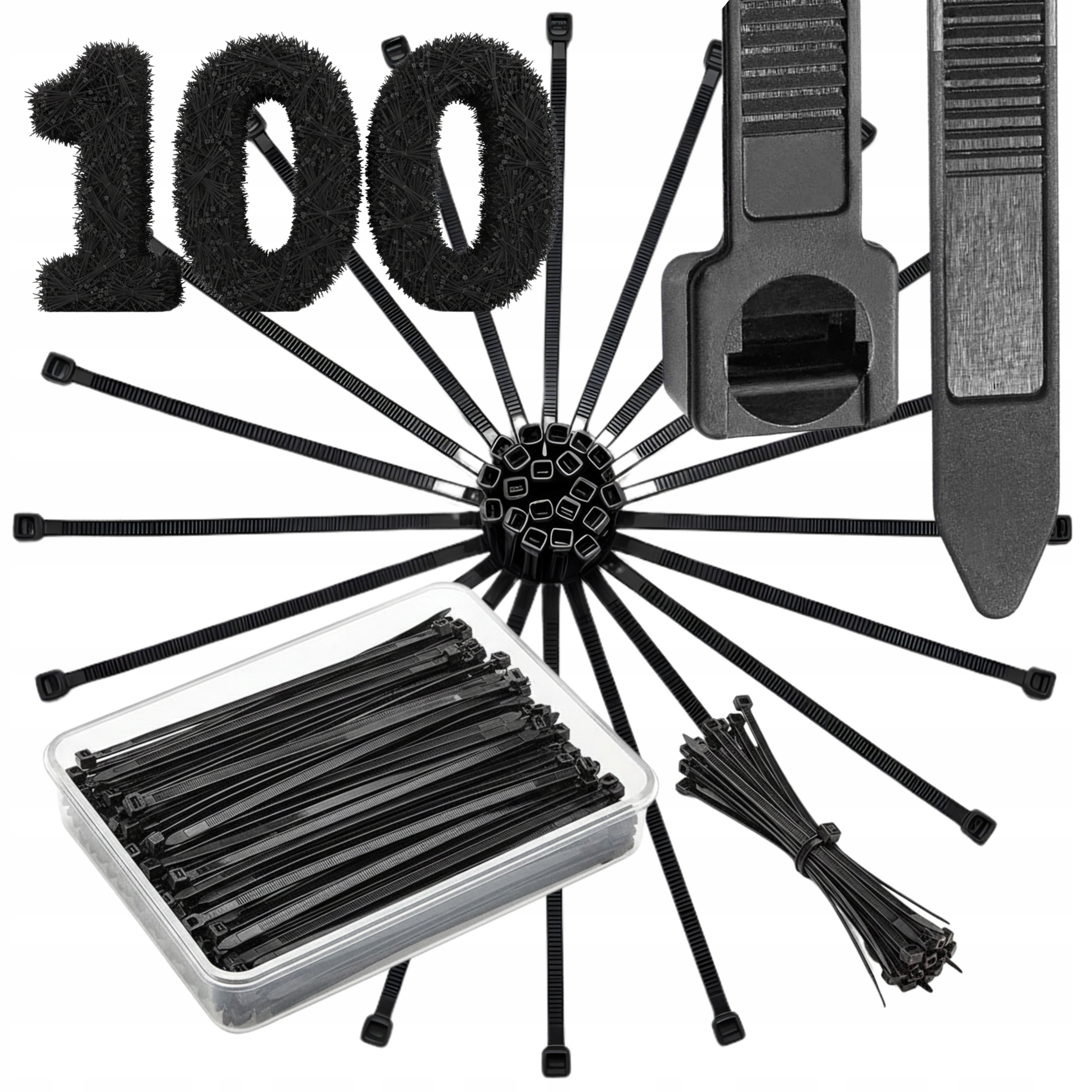 Opaski Zaciskowe Trytytki 3.6x200 Czarne 100 Szt Do Kabli