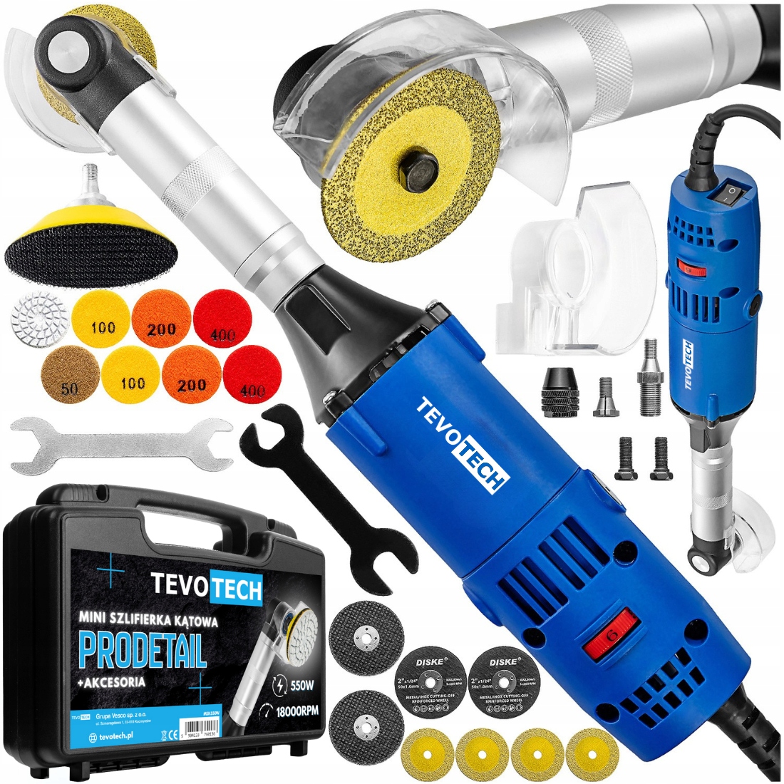 Mini Szlifierka Kątowa Precyzyjna Regulacja Obrotów 550W Akcesoria Tarcze