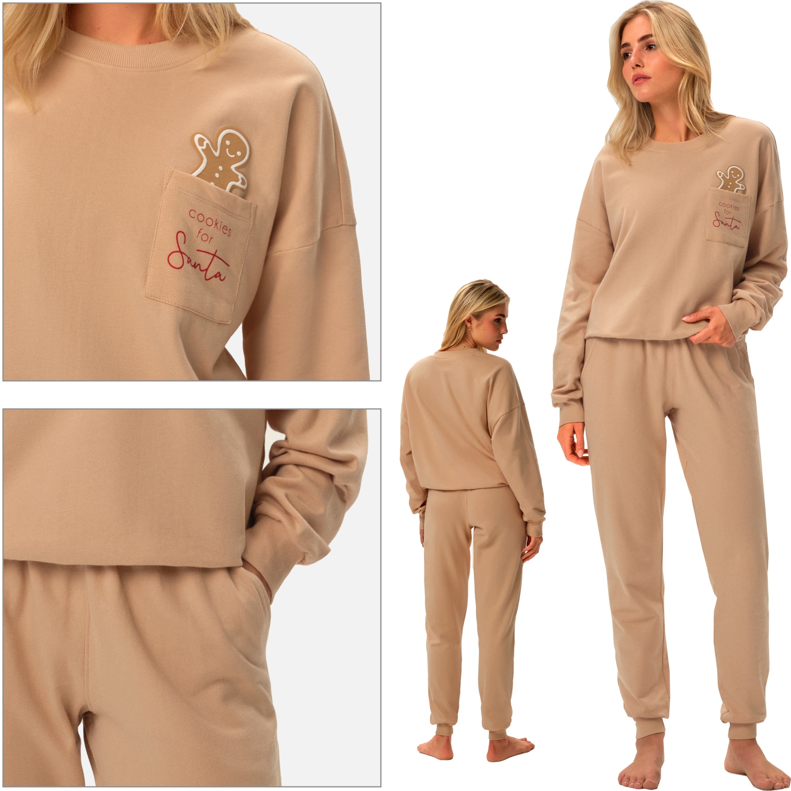 Henderson Ladies homewear dámské pyžamo dlouhé béžové M