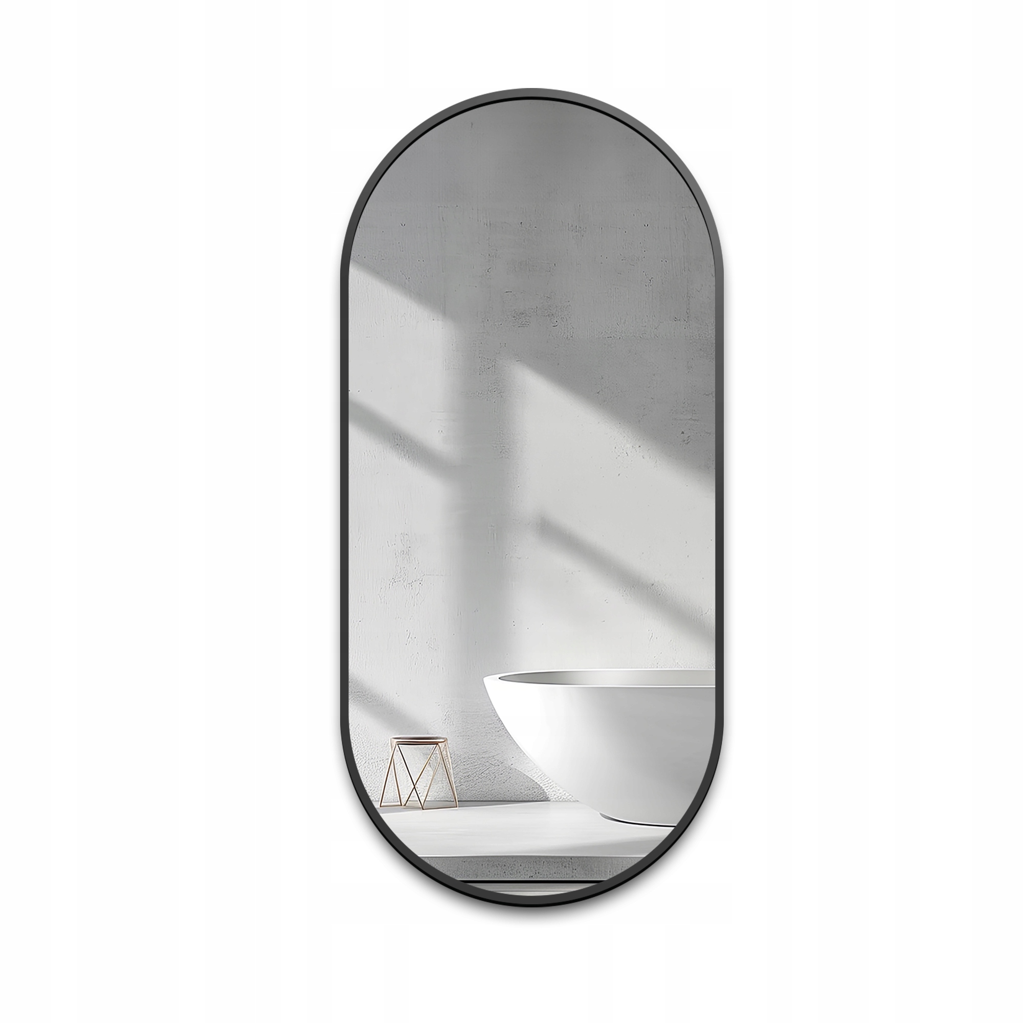 Zrcadlo oválné Oli v černém rámu Mdf Slim 60x120