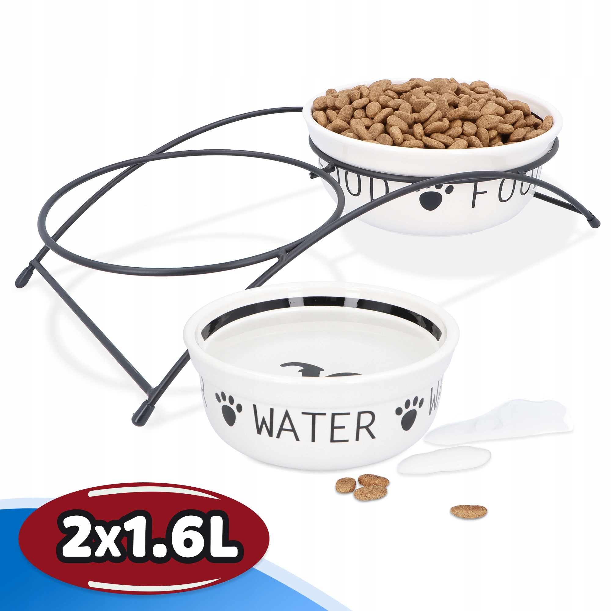 Levně 2x Misky na Stojanu Pro Psa 1,6 l Keramické misky Stojan Velká miska Podvoj 8K