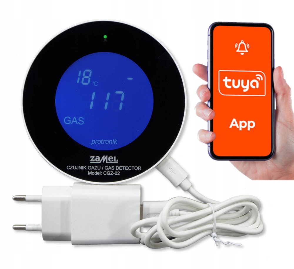 

Czujnik gazu propan butan WiFi CGZ-02 Zamel 230V