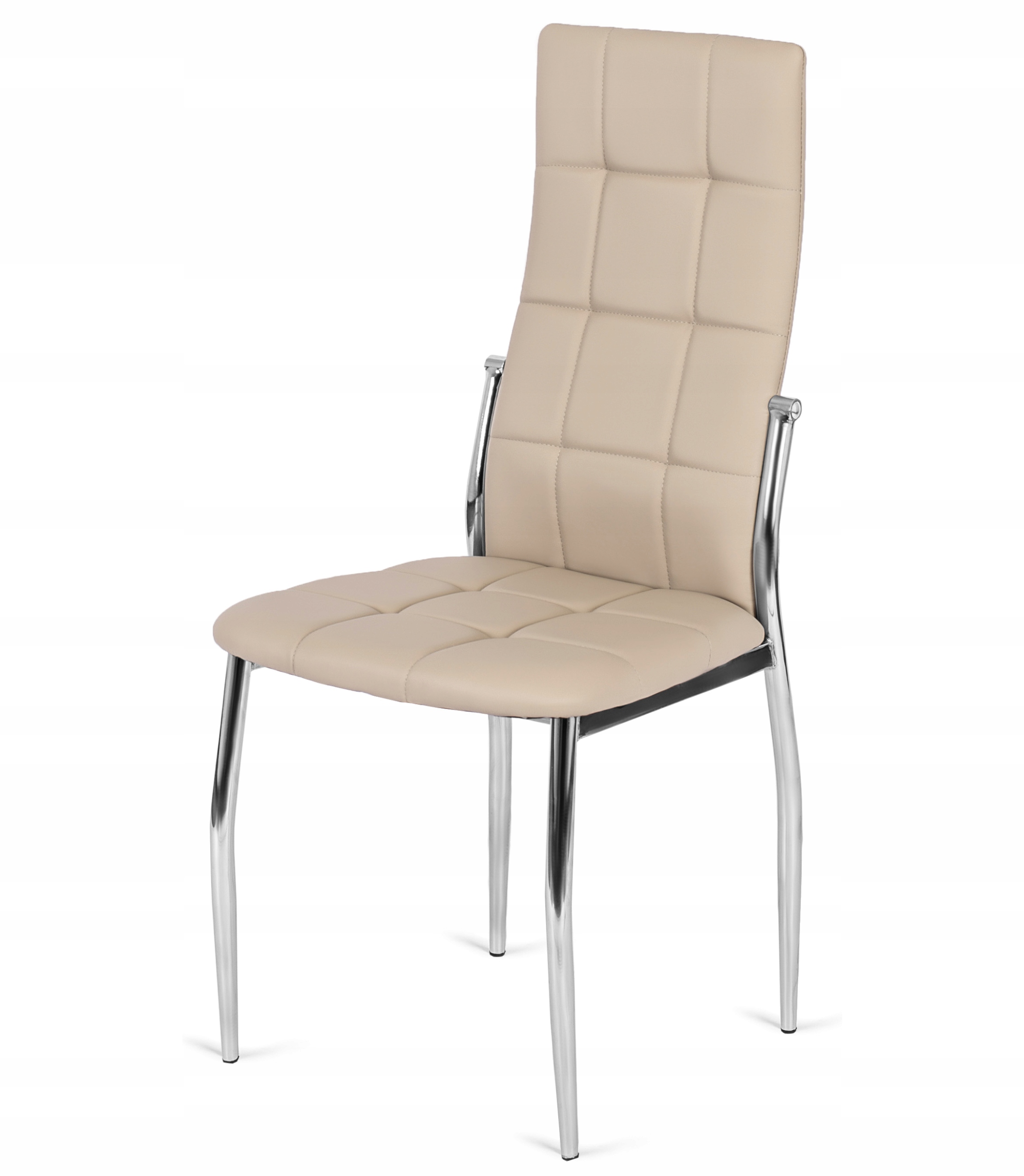 Krzesło Tapicerowane Kuchenne Jadalni Kuchni Salonu Beżowe Ekoskóra MOLLY Szerokość siedziska 46 cm