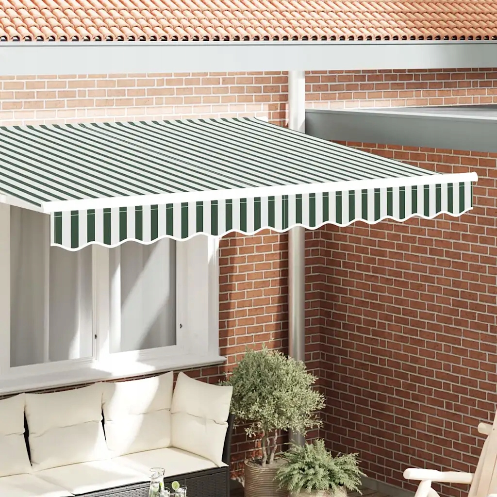 vidaXL Markýza Zelená a bílá 330 x 20 cm plátno