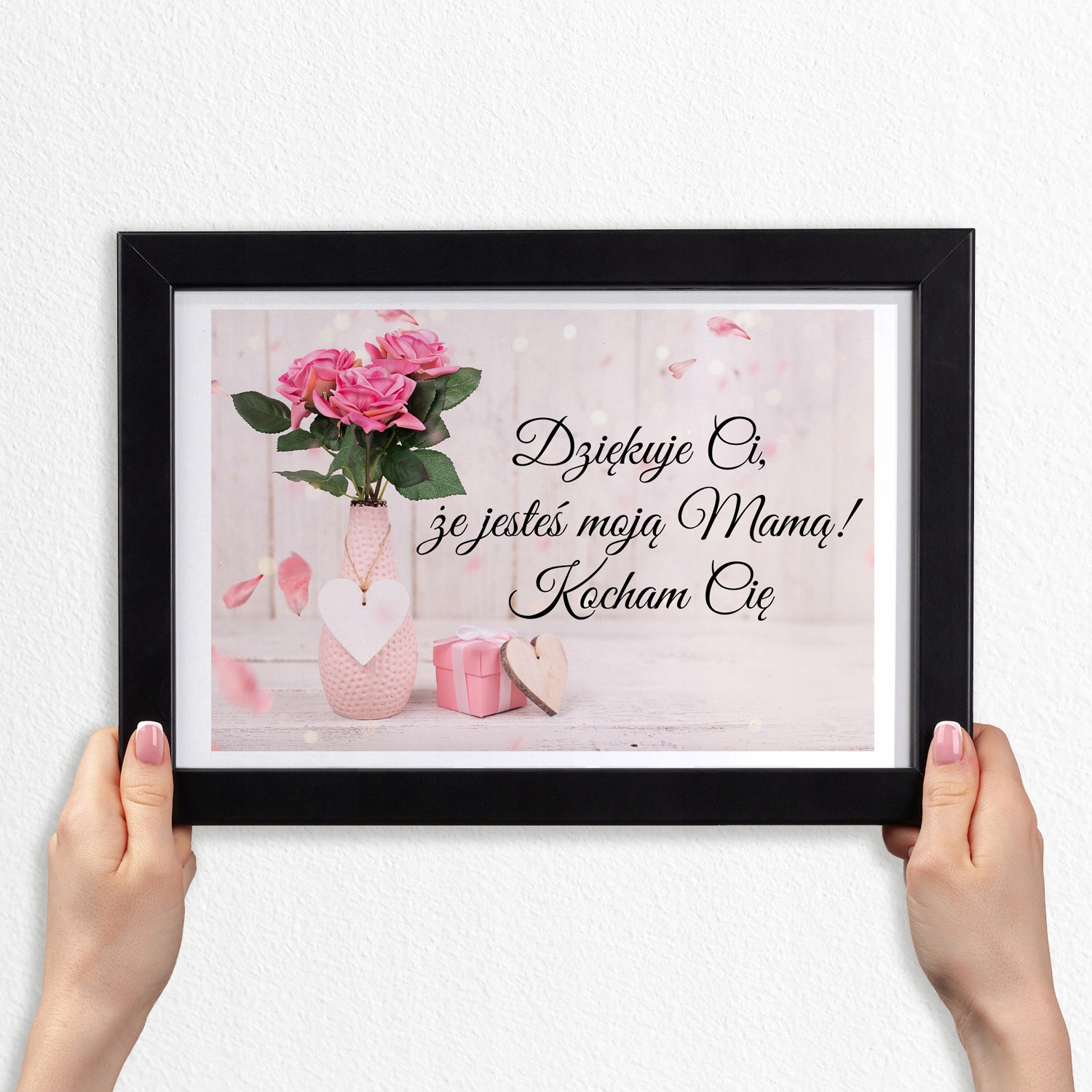 Dárek ke Dni matek Obraz v rámu Mdf Láska květiny Svátek Matek 30x20 cm