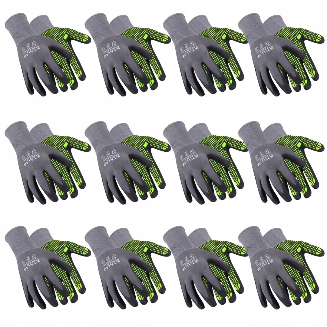 Multipack Nylonové protiskluzové pracovní rukavice S-76319 Vel 9 L 12 párů