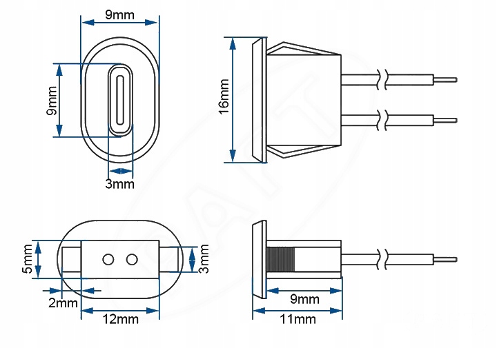 Gniazdo USB C panelowe tablicowe czarne 2pin Marka Inna