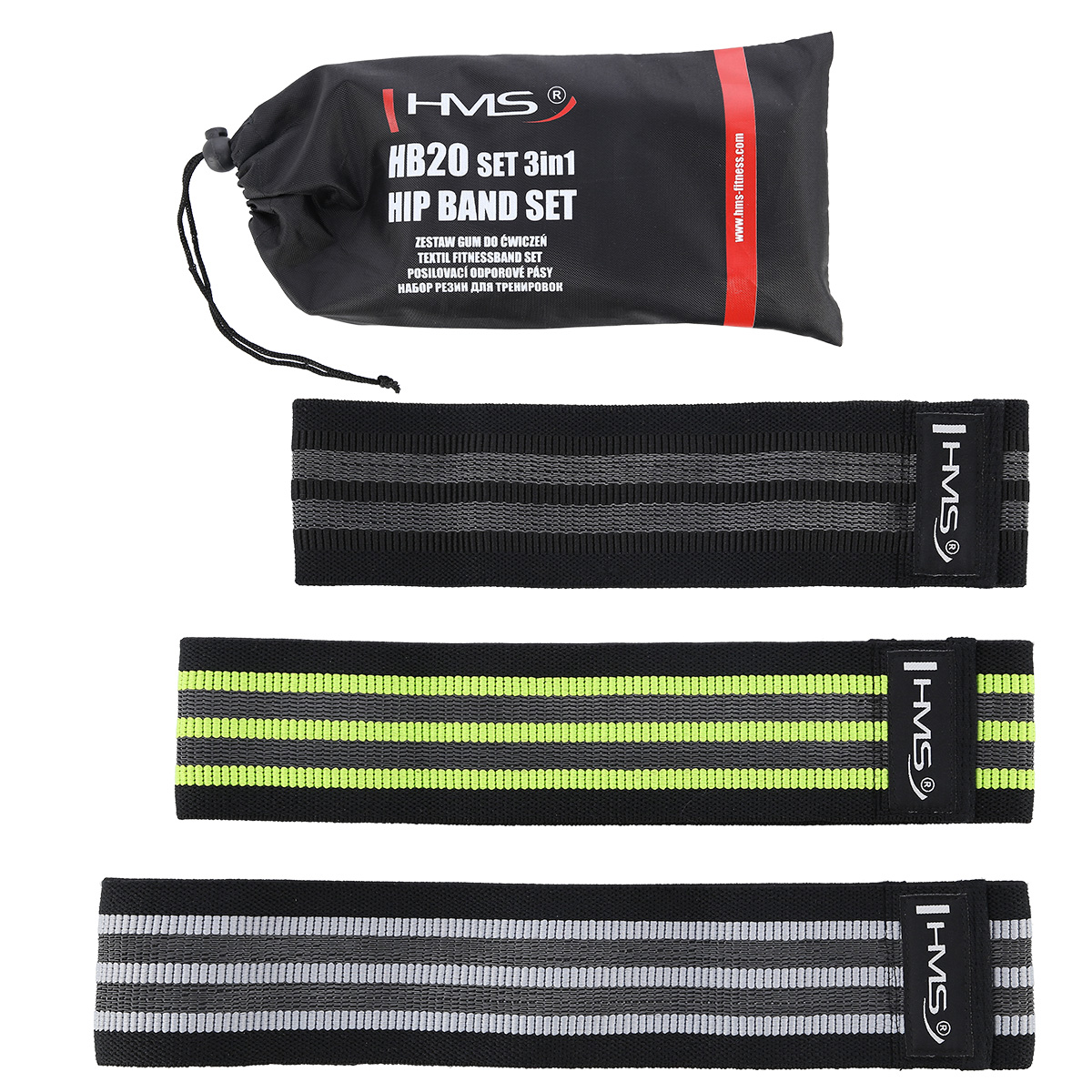 Hms Set 3V1 Odporová Guma Fitness Páska Hip Band